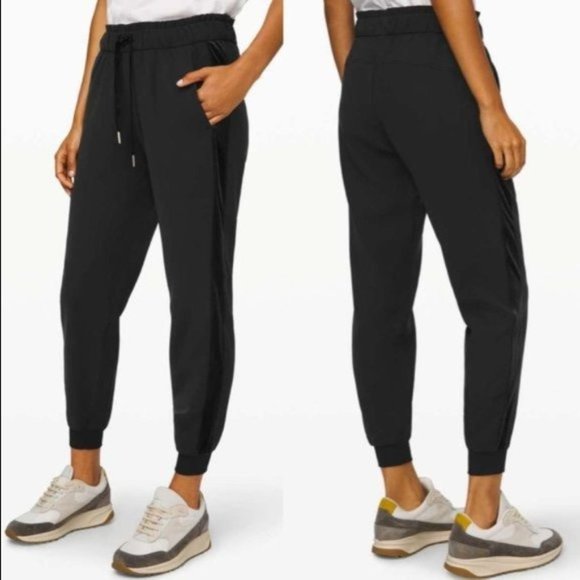 lululemon athletica Pants Jumpsuits Lululemon Black On The Fly Jogger With Velvet Trim Special Edition Size 4 Euc Poshmark